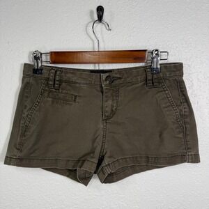 Express Women Size 00 Chino Shorts Olive Green Stretch Low Rise Casual Summer